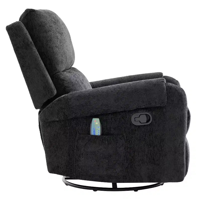 Elmsford Modern Swivel Rocking Chenile Upholstered Massage Recliner Chair