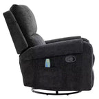 Elmsford Modern Swivel Rocking Chenile Upholstered Massage Recliner Chair