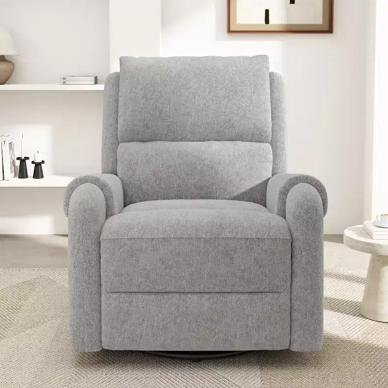 Elmsford Modern Swivel Rocking Chenile Upholstered Massage Recliner Chair