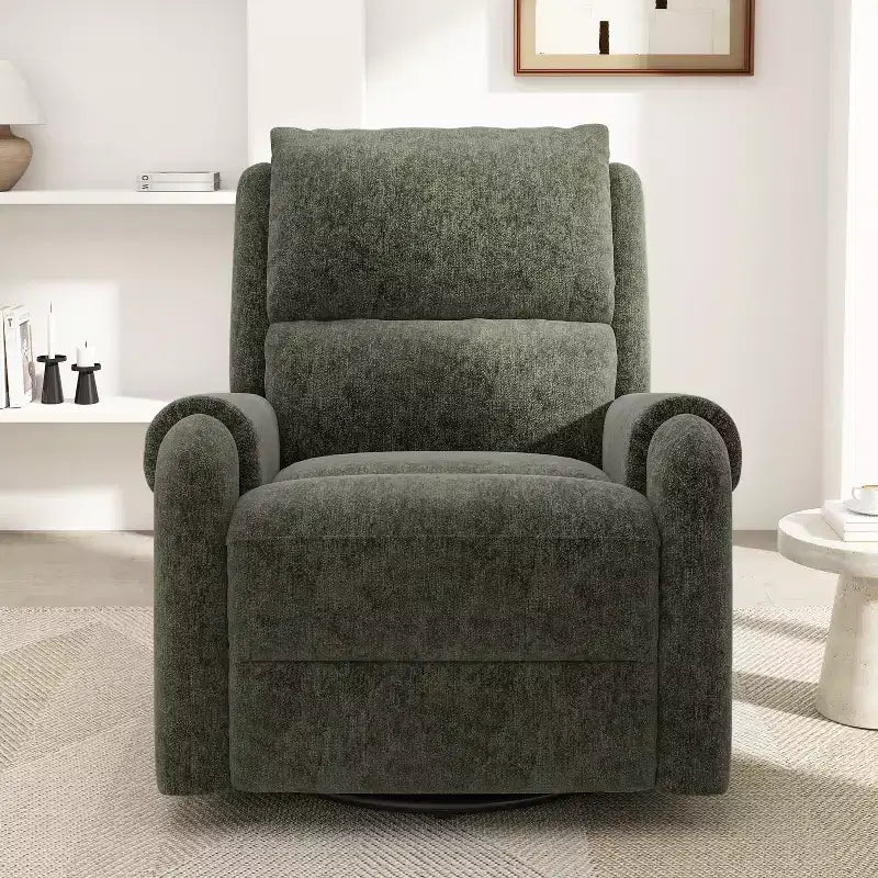 Elmsford Modern Swivel Rocking Chenile Upholstered Massage Recliner Chair