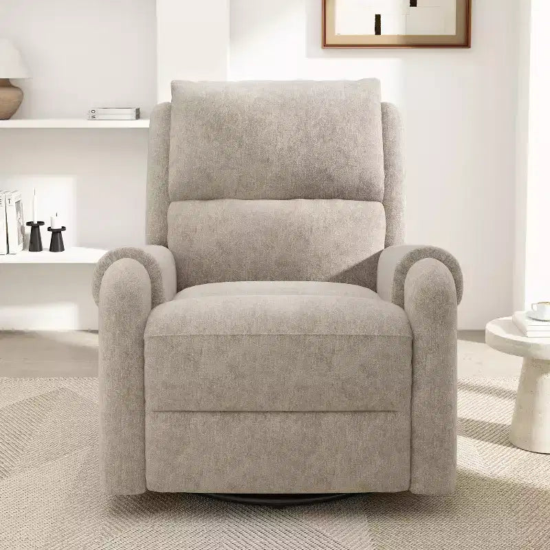 Elmsford Modern Swivel Rocking Chenile Upholstered Massage Recliner Chair