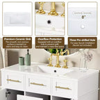 36 White Bathroom Vanity Sink Combo with Drawers, Bathroom Storage Cabinet with and Soft Close Door and Adjustable Shelf