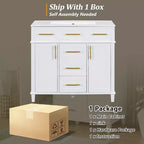 36 White Bathroom Vanity Sink Combo with Drawers, Bathroom Storage Cabinet with and Soft Close Door and Adjustable Shelf