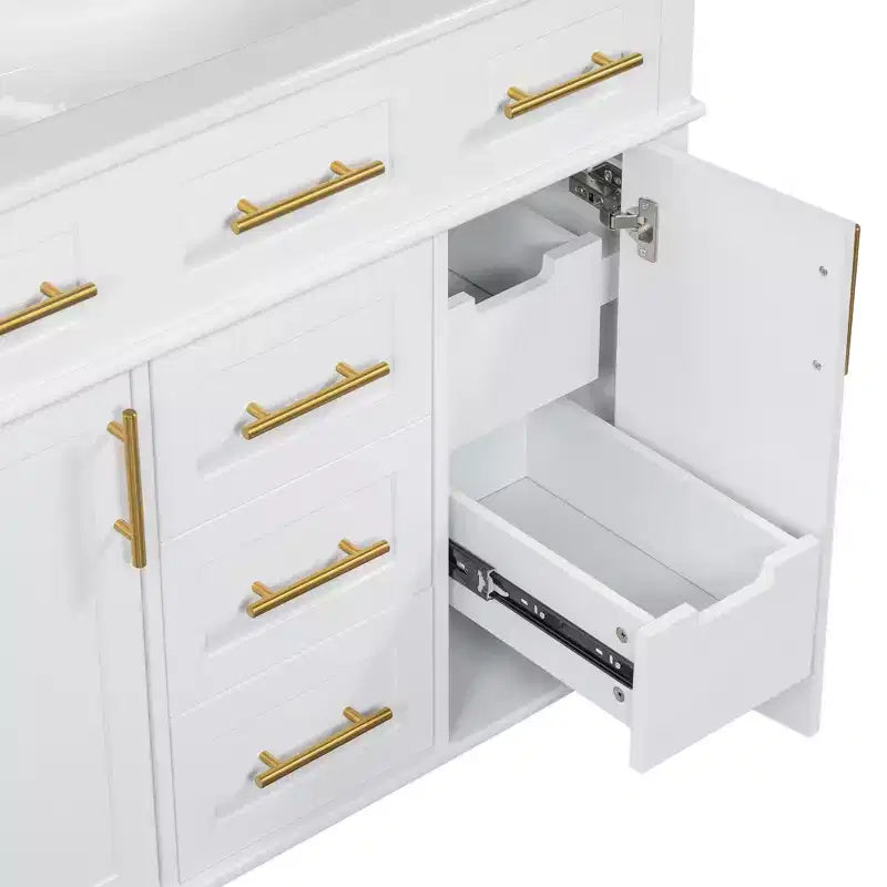 36 White Bathroom Vanity Sink Combo with Drawers, Bathroom Storage Cabinet with and Soft Close Door and Adjustable Shelf