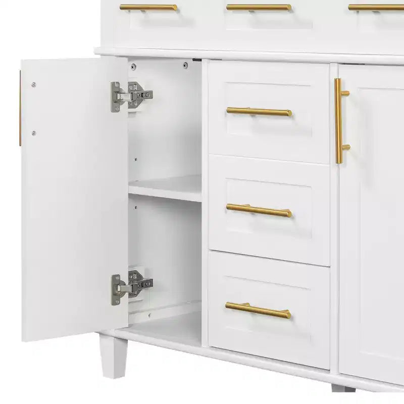 36 White Bathroom Vanity Sink Combo with Drawers, Bathroom Storage Cabinet with and Soft Close Door and Adjustable Shelf