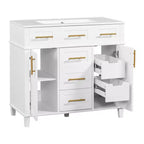 36 White Bathroom Vanity Sink Combo with Drawers, Bathroom Storage Cabinet with and Soft Close Door and Adjustable Shelf