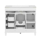 36 White Bathroom Vanity Sink Combo with Drawers, Bathroom Storage Cabinet with and Soft Close Door and Adjustable Shelf
