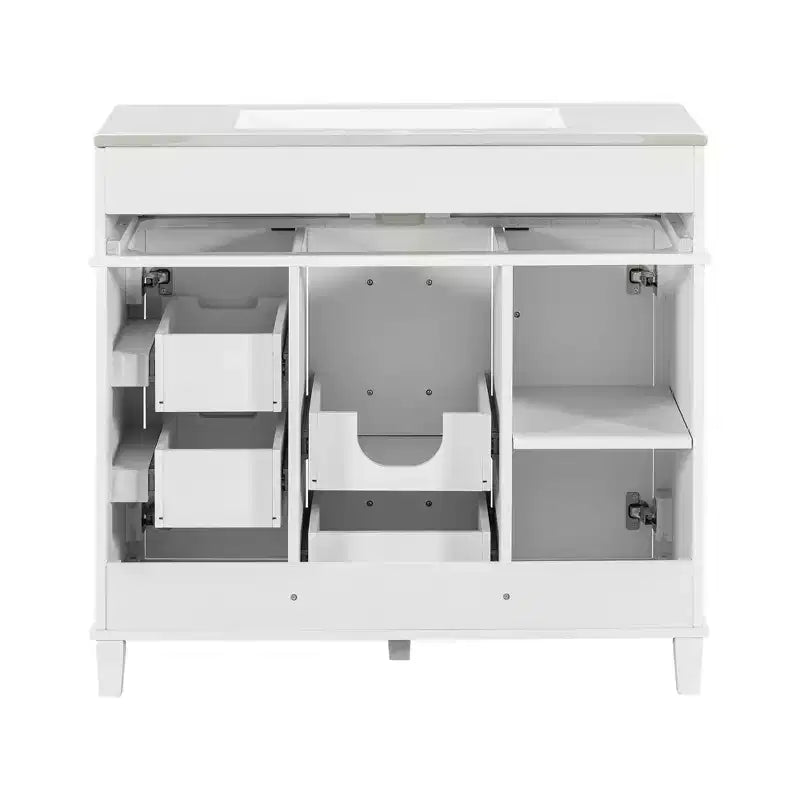 36 White Bathroom Vanity Sink Combo with Drawers, Bathroom Storage Cabinet with and Soft Close Door and Adjustable Shelf
