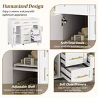 36 White Bathroom Vanity Sink Combo with Drawers, Bathroom Storage Cabinet with and Soft Close Door and Adjustable Shelf