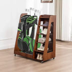 Golf Bag Organizer for Garage, Premium Wooden Golf Clubs Storage Rack Fit 2 Golf Bags, Golf Trunk Organizer for Car Garage Club Shed Basement