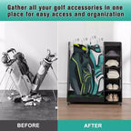 Golf Bag Organizer for Garage, Premium Wooden Golf Clubs Storage Rack Fit 2 Golf Bags, Golf Trunk Organizer for Car Garage Club Shed Basement