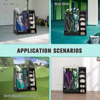 Golf Bag Organizer for Garage, Premium Wooden Golf Clubs Storage Rack Fit 2 Golf Bags, Golf Trunk Organizer for Car Garage Club Shed Basement