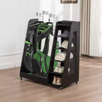 Golf Bag Organizer for Garage, Premium Wooden Golf Clubs Storage Rack Fit 2 Golf Bags, Golf Trunk Organizer for Car Garage Club Shed Basement