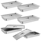 Stainless Steel Insulated Food Pan, 90 Liter 6 Pack 2.5 Inch Deep Plates with Lid for Restaurant Canteen Buffet
