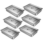 Stainless Steel Insulated Food Pan, 90 Liter 6 Pack 2.5 Inch Deep Plates with Lid for Restaurant Canteen Buffet