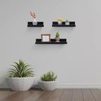 18.11 Black Floating Shelf C invisible-bracket wood wall mount, perfect bathroom/bedroom/kitchen dcor or book/plant display, easy install.