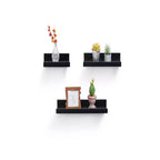 18.11 Black Floating Shelf C invisible-bracket wood wall mount, perfect bathroom/bedroom/kitchen dcor or book/plant display, easy install.