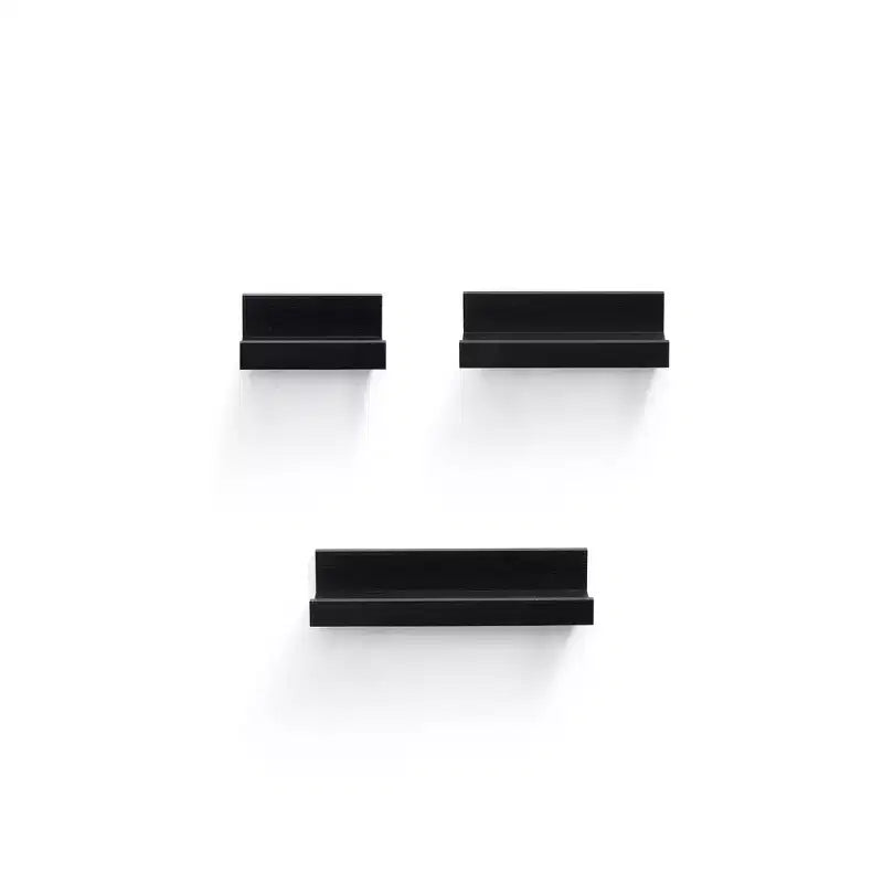 18.11 Black Floating Shelf C invisible-bracket wood wall mount, perfect bathroom/bedroom/kitchen dcor or book/plant display, easy install.