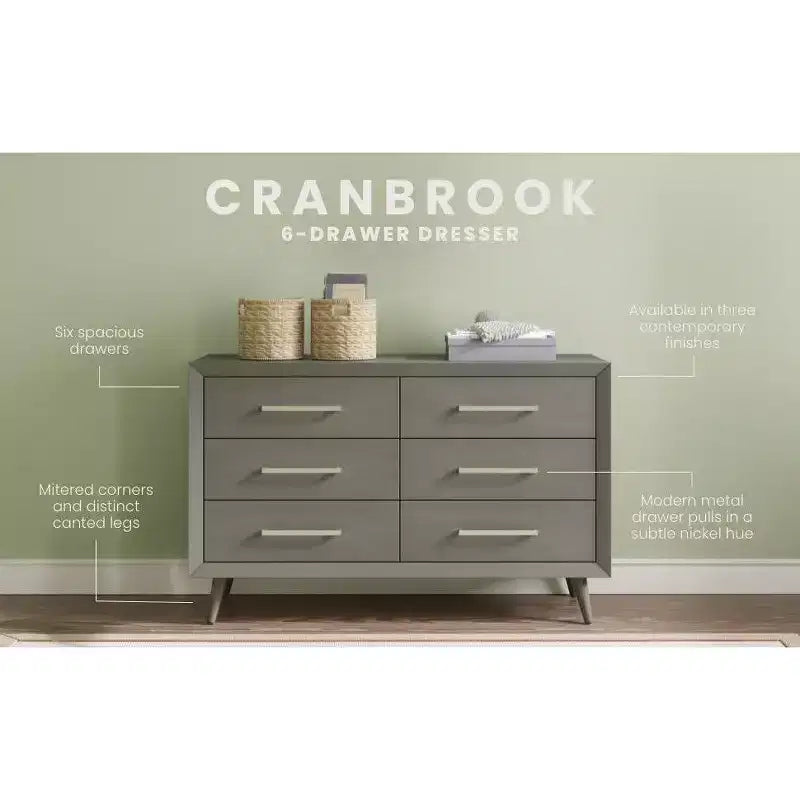 6-Drawer Cranbrook Double Dresser for Nursery or Bedroom, Anti-Tip Kit Included to Prevent Tipping, Non-Toxic, Baby Safe Finish