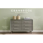 6-Drawer Cranbrook Double Dresser for Nursery or Bedroom, Anti-Tip Kit Included to Prevent Tipping, Non-Toxic, Baby Safe Finish