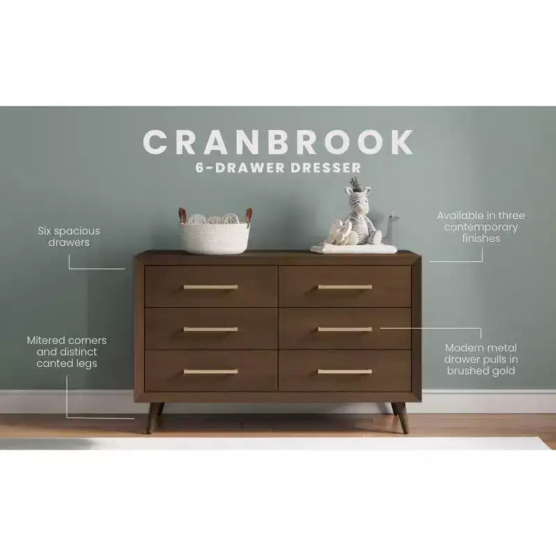 6-Drawer Cranbrook Double Dresser for Nursery or Bedroom, Anti-Tip Kit Included to Prevent Tipping, Non-Toxic, Baby Safe Finish
