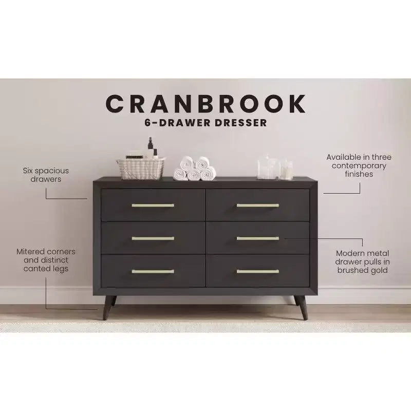 6-Drawer Cranbrook Double Dresser for Nursery or Bedroom, Anti-Tip Kit Included to Prevent Tipping, Non-Toxic, Baby Safe Finish