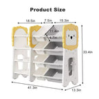 Kids Bookshelf and Toy Storage, 4-Tier Toy Organizers W/8 Removable Storage Bins, Kids Toy Storage Organizer for Study Room, Bedroom, Kids Room