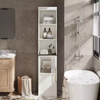 70 Tall Slim Bathroom Storage Cabinet with Door & Open Shelves, Narrow Freestanding Floor Cabinet for Small Spaces, Kitchen, Living Room