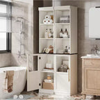 70 Tall Slim Bathroom Storage Cabinet with Door & Open Shelves, Narrow Freestanding Floor Cabinet for Small Spaces, Kitchen, Living Room