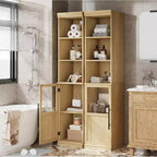 70 Tall Slim Bathroom Storage Cabinet with Door & Open Shelves, Narrow Freestanding Floor Cabinet for Small Spaces, Kitchen, Living Room