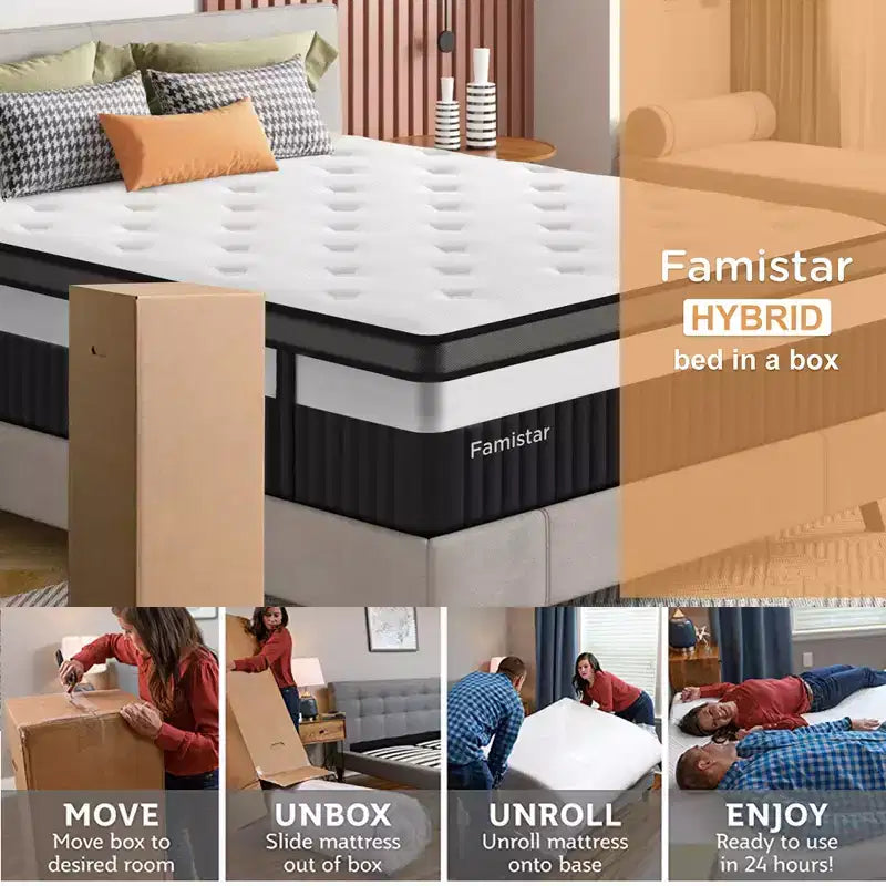 14 Inch King Mattress, Gel Memory Foam Hybrid Mattress in a Box, Pocket Spring Support with Motion Isolation & Pressure Relief,Medium Firm,CertiPUR-US