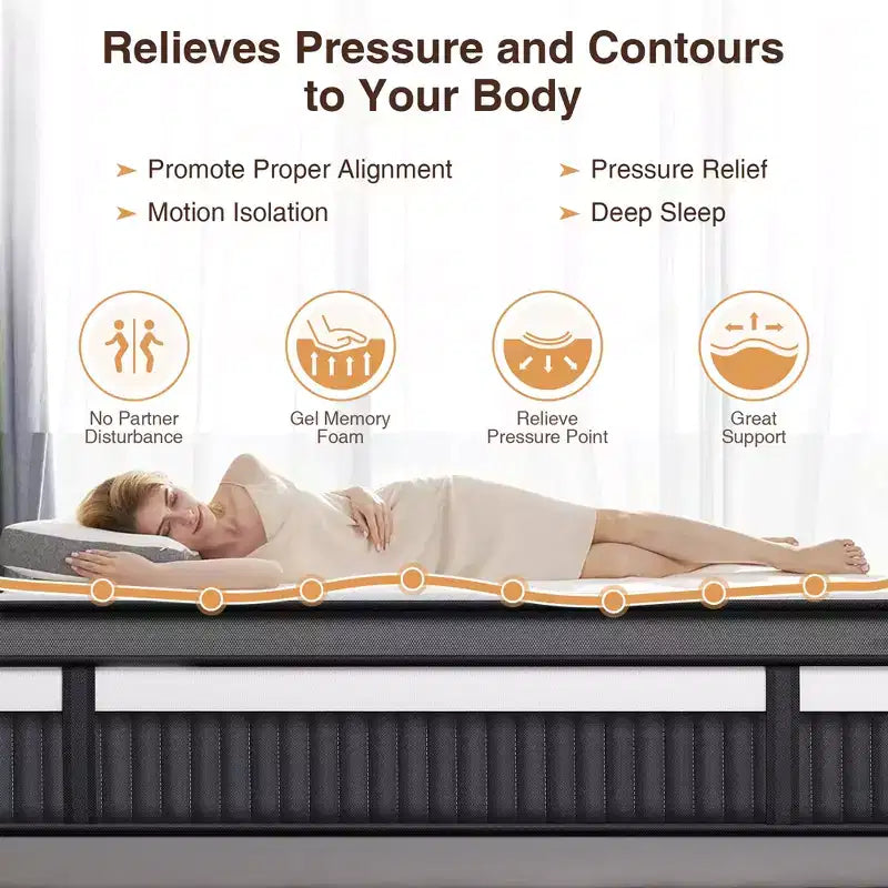 14 Inch King Mattress, Gel Memory Foam Hybrid Mattress in a Box, Pocket Spring Support with Motion Isolation & Pressure Relief,Medium Firm,CertiPUR-US