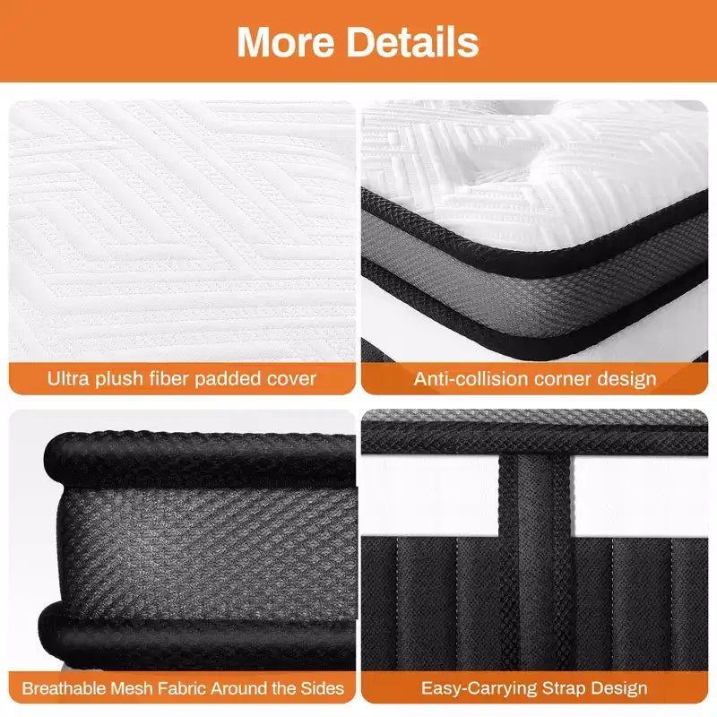 14 Inch King Mattress, Gel Memory Foam Hybrid Mattress in a Box, Pocket Spring Support with Motion Isolation & Pressure Relief,Medium Firm,CertiPUR-US