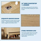 Fluted Wood Shoe Storage Cabinet for Entryway with 2 Flip Drawers, 48 Tall Freestanding Hidden Narrow Shoe Organizer Rack for Hallway