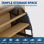 Fluted Wood Shoe Storage Cabinet for Entryway with 2 Flip Drawers, 48 Tall Freestanding Hidden Narrow Shoe Organizer Rack for Hallway