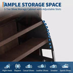 Fluted Wood Shoe Storage Cabinet for Entryway with 2 Flip Drawers, 48 Tall Freestanding Hidden Narrow Shoe Organizer Rack for Hallway