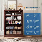Farmhouse 4 Drawer Dresser for Bedroom, Tall Chest of Drawers with Metal Handles, Rustic Wooden Dresser TV Stand, for Living Room, Hallway