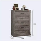 Farmhouse 4 Drawer Dresser for Bedroom, Tall Chest of Drawers with Metal Handles, Rustic Wooden Dresser TV Stand, for Living Room, Hallway