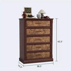 Farmhouse 4 Drawer Dresser for Bedroom, Tall Chest of Drawers with Metal Handles, Rustic Wooden Dresser TV Stand, for Living Room, Hallway